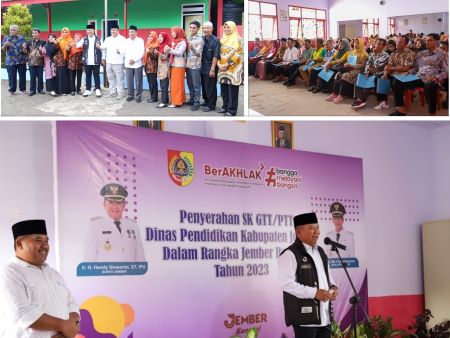 Kembali, Bupati Hendy Serahkan 278 SK GTT/PTT di SDN Karangbayat 1, Sumberbaru